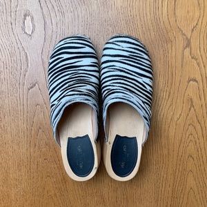 Swedish Hasbeens Zebra Print Clogs